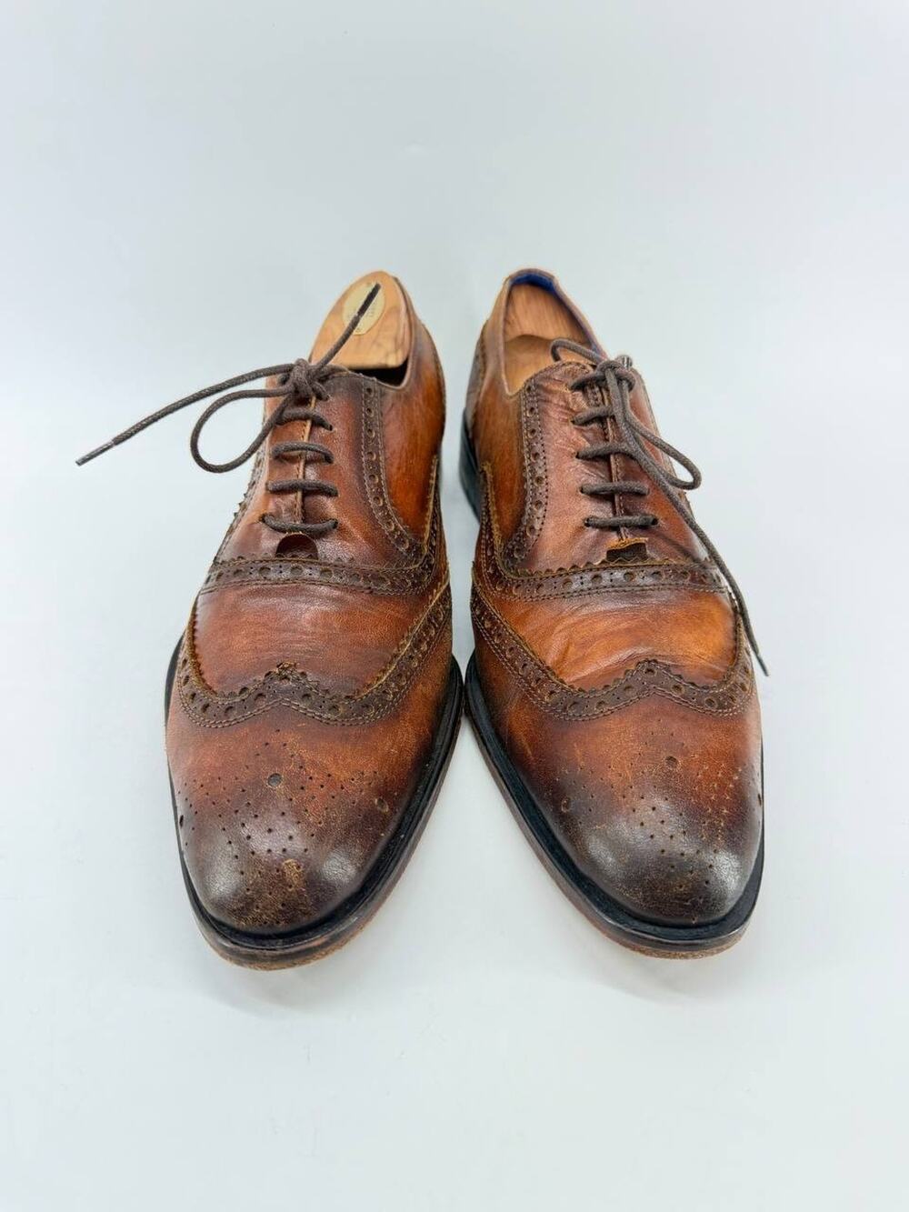 Monte Cristo Men’s Brown Leather Wingtip Brogue Oxford Dress Shoes EU 43